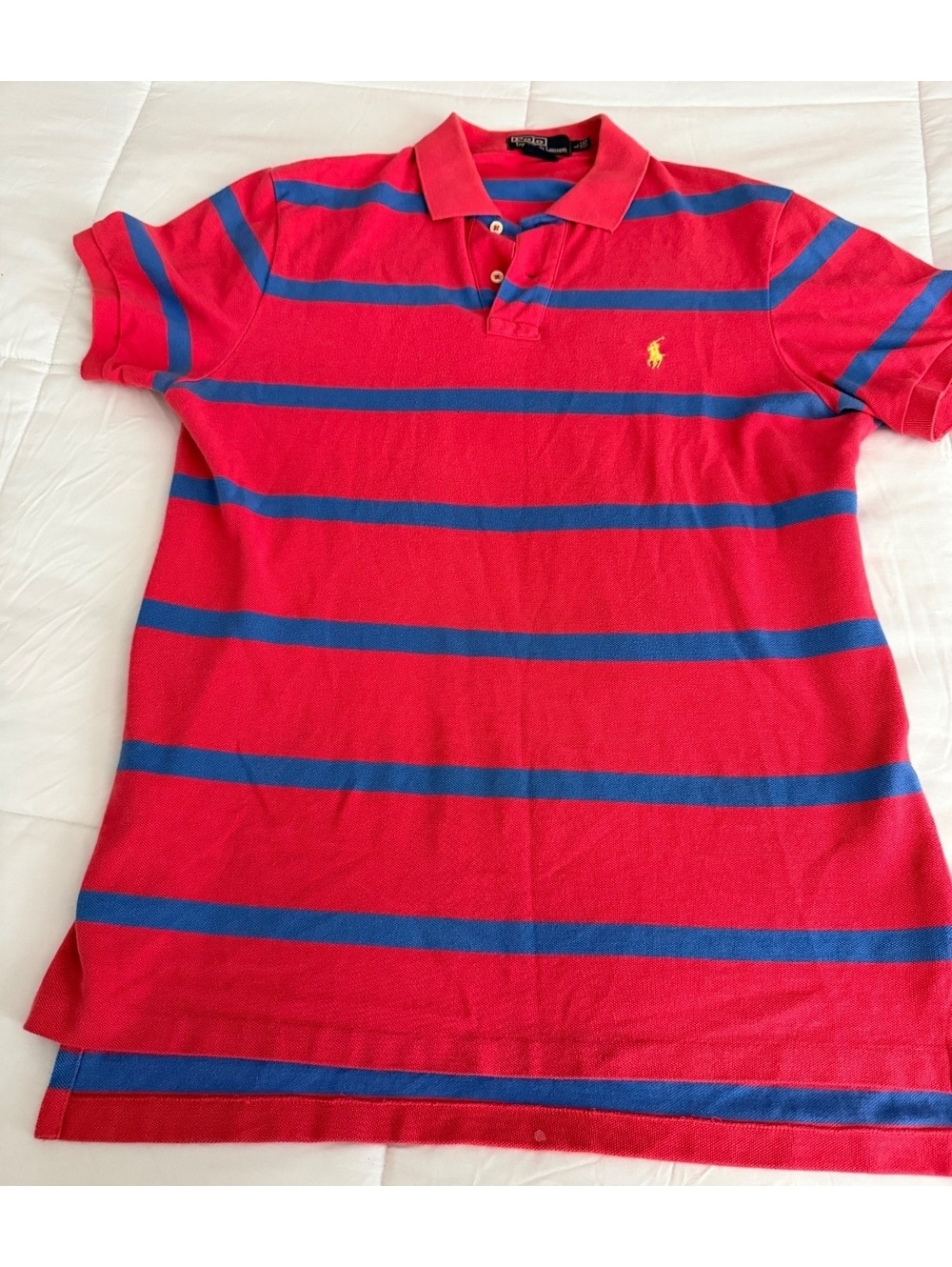 Polo Ralph Lauren Red & Blue Striped Custom Fit Polo Shirt,